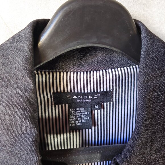 Sandro Sportswear Dark Chambray Jacket Blazer Double Breasted Size Large - Picture 7 of 8